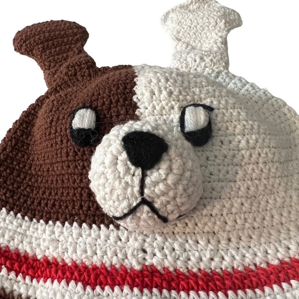Crochet Puppy Dog Hat Cap Child’s Size 1-2T NWT White‎ Brown Kid’s Crochet Hat